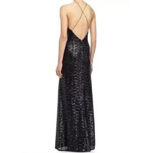 JILL STUART Strappy Black Ruched Neckline Sequin Maxi Dress Size 2 $488 NWNT